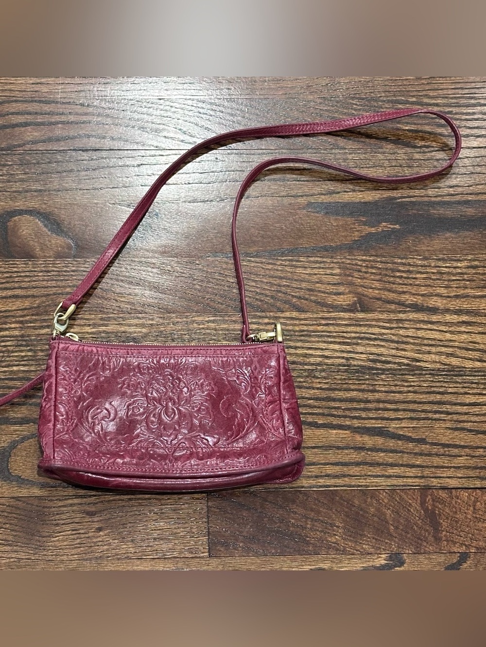 HOBO Embossed Floral Darcy Crossbody Bag - Merlot